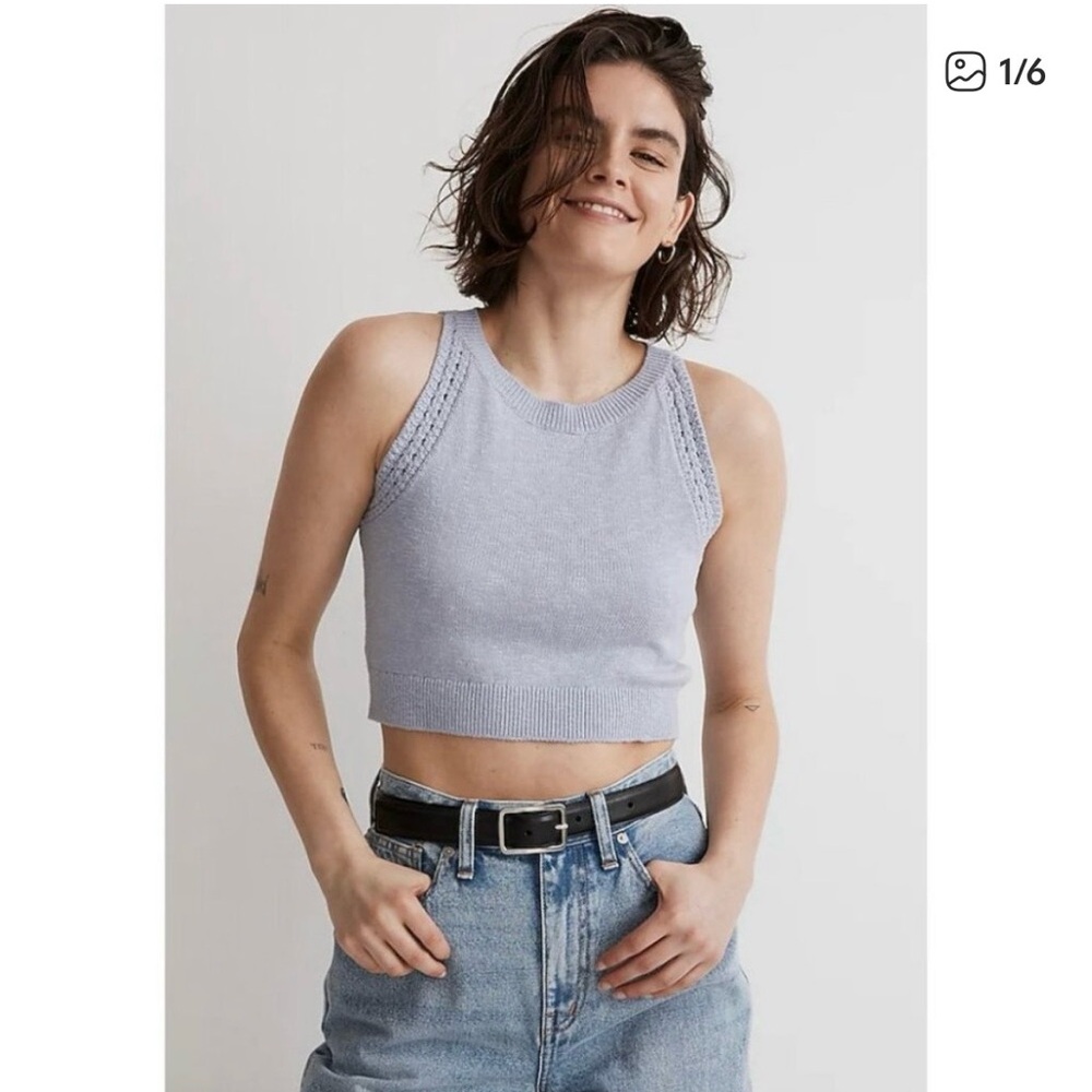 Madewell Crochet Trim Crop Sweater Tank